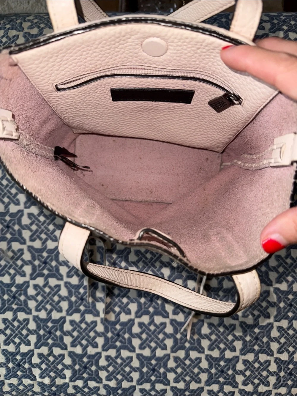 Rebecca Minkoff Unlined 100% Leather Mini Whipstitch Tote in Light Blush